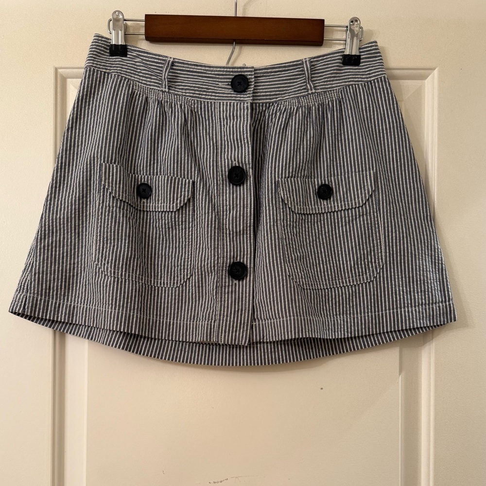American Eagle Outfitters Navy Blue and White Striped A-Line Skirt